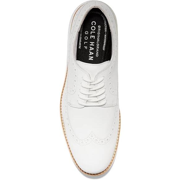 NWT Cole Haan Men's Original Grand Wingtip Oxford Golf Sneaker,Optic White-Size8 - Picture 6 of 7